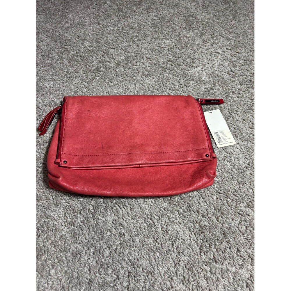 Kenneth Cole Poppy Red Leather Zip Service LG Clutch HK60829LE New